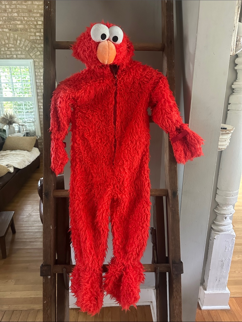 SESAME STREET RED FUZZY HALLOWEEN COSTUME ELMO ONE PIECE M 3 T - 4 T